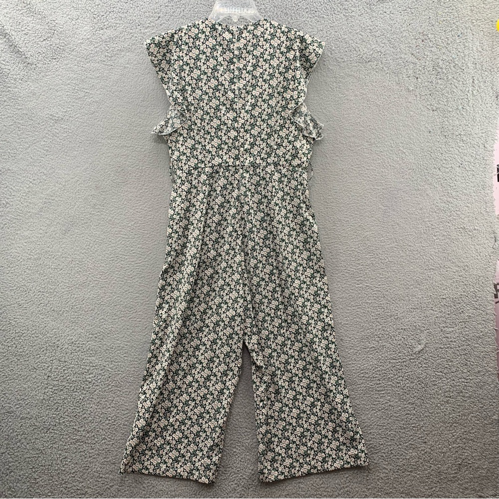 AX Paris Women Ditsy Floral V-Beck Ruffle Jumpsuit Romper Green White Size 10 - Picture 8 of 10